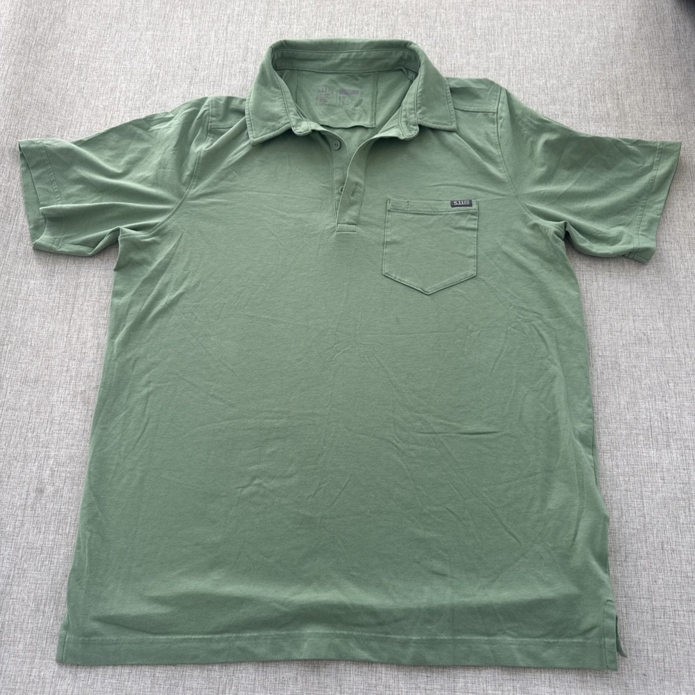 5.11 Tactical Polo Shirt Men's‎ Medium Green Front Pocket Short sleeve